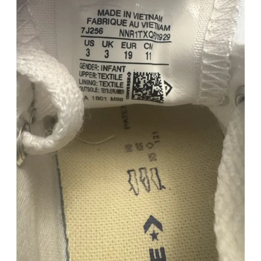 Converse All Star Toddler Size 3 White Low Top Canvas Sneakers Shoes